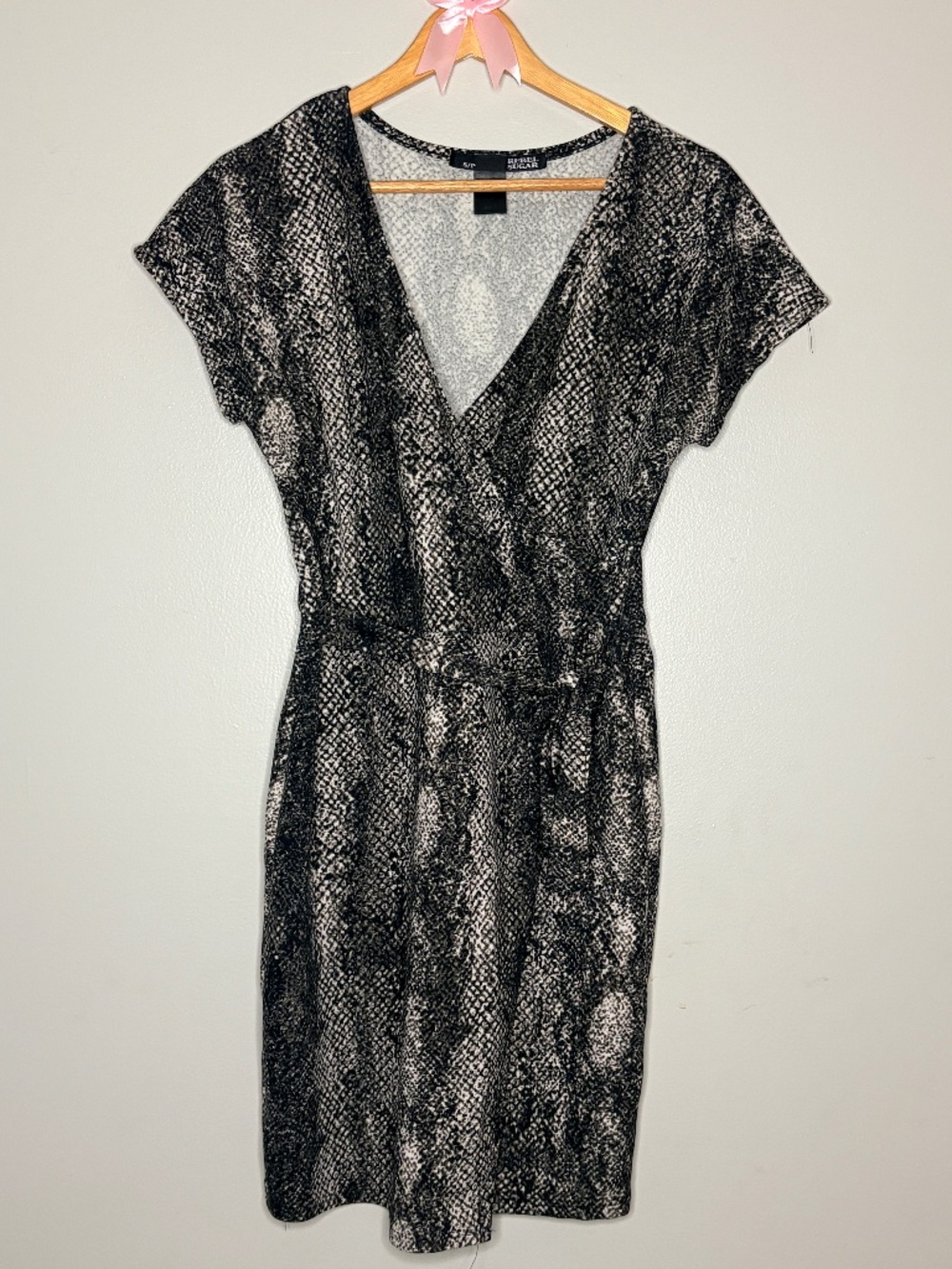 Rebel Sugar snake skin wrap dress with tie, soft & stretchy size small
